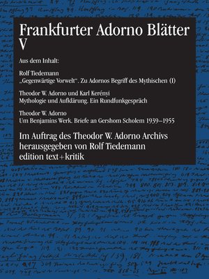 cover image of Frankfurter Adorno Blätter V